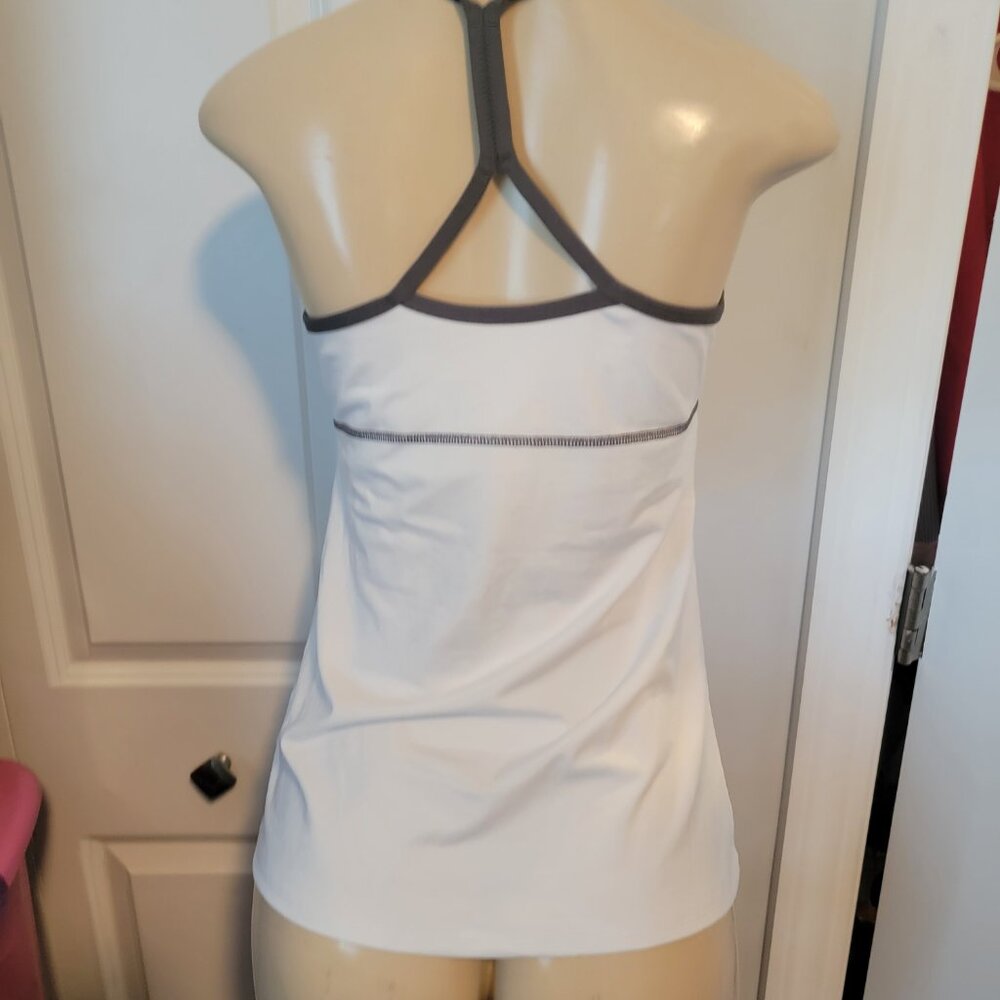 Reebok Athletic Tennis Workout Racerback Tank Top White/Gray - Picture 3 of 11